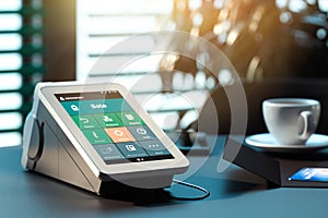 POS payment terminal. NFC payments concept. 3d rendering. photo