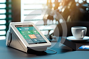 POS payment terminal. NFC payments concept. 3d rendering.