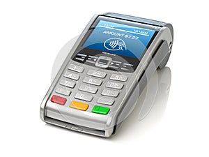 POS point of sale terminal for credit card payment isolated on white