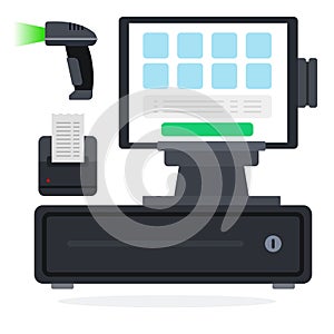 POS system flat icon vector isolated
