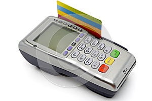 POS-terminal with credit card inserted