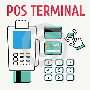 POS terminal flat color and naked icon