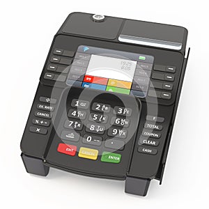 POS Terminal isolated on white background. 3D illustration