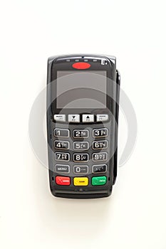 Payment machine, POS terminal isolated on white background photo