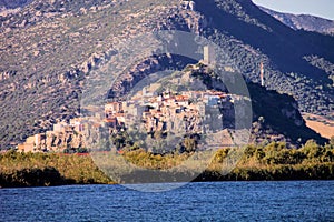 Posada town with a citadel on top, Sardinia