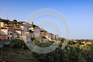 Posada town skyline in Sardinia, Italy