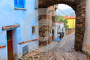 Posada town street in Sardinia, Italy