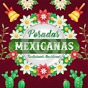 Posadas Mexicanas, 3d illustration of wreath with plant decoration. Suitable for events photo