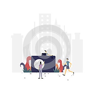 Pose with the camera flat illustration.