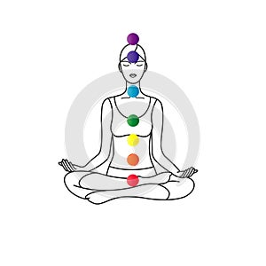 The pose of lotus with chakra symbol.