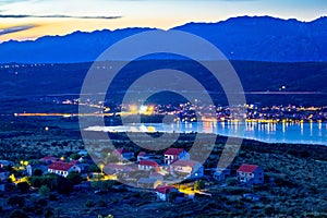 Posedarje bay and Velebit mountain sunset view