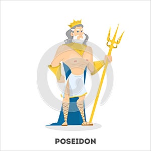 Poseidon ancient greek god character. Sea man
