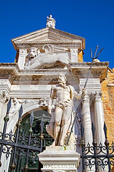 Poseidon in front of entrance to the Venetian Arsenal,