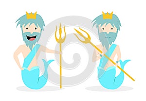 Poseidon, God of the Sea in vector art design