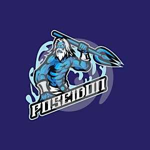 Poseidon mascot logo design vector with modern illustration concept style for badge, emblem and t shirt printing. Poseidon