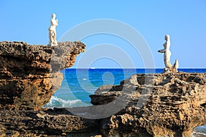 Poseidon and Mermaid. North-East coast of Zakynthos or Zante island, Ionian Sea, Greece.