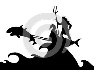Poseidon Neptunus god dolphin chariot silhouette ancient mythology fantasy photo