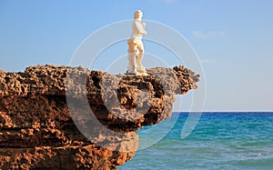 Poseidon statue. North-East coast of Zakynthos or Zante island, Ionian Sea, Greece.