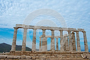 Poseidon Temple at Cape Sounion in Greece near Athens, Ancient architecture in Peloponnese