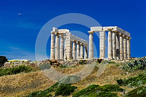 Poseidon temple at Cape Sounion in greece