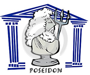 Poseidon,triton, Greek God Cartoon photo