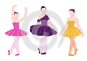 Poses of ballet set. Colorful illustration with girls dancing