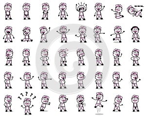 Poses of Cartoon Vendor Character - Collection of Concepts Vector illustrations