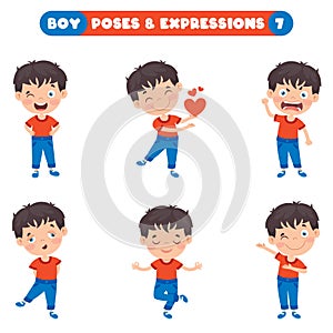 Poses And Expressions Of A Funny Boy