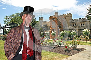 Posh country gent in castle garden