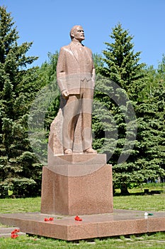 POSHEKHONJE, RUSSIA. A monument to V.I. Lenin in sunny day