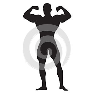 Posing bodybuilder front view, standing man