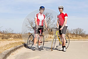 Posing cyclists