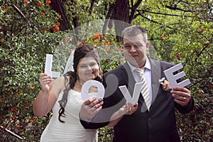 Posing with LOVE letters