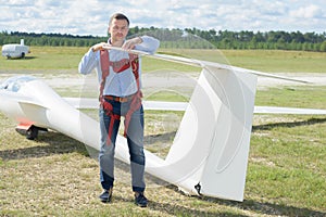 Posing next to glider