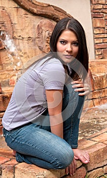 Posing in the patio