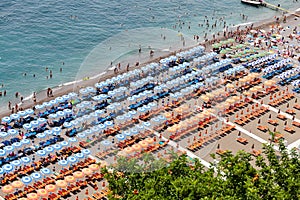 Positano beach in Amalfi Coast, Naples, Italy