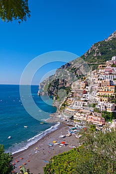 Positano beach and town