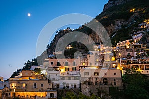 Positano Houses in the Evening Illuminated