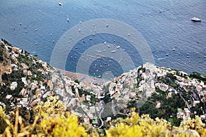 Positano panoramic view from above, Amalfi Coast, Italy