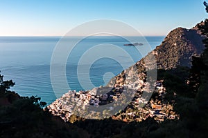 Positano - Scenic view of the  of the coastal town Positano on the Amalfi Coast in the Provice of Salerno in Campania, Italy