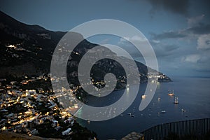 Positano village at night