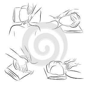 The position of the hands when neck massage. hand movements for neck massage. vector illustration.