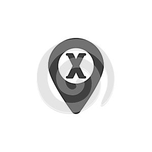 Position X map pointer vector icon