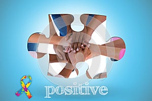 Positive against blue background with vignette