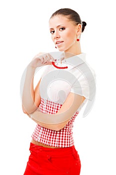 Positive calm woman posing