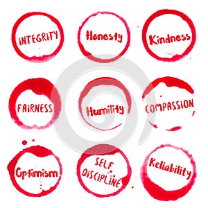 Positive Character Traits collection of round.