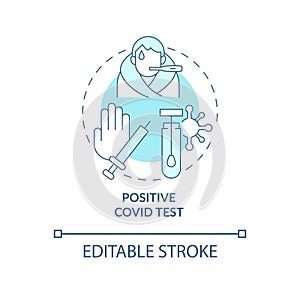 Positive covid test blue concept icon