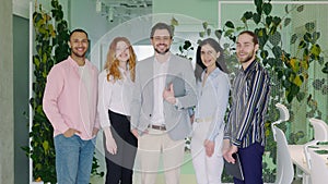 Positive Diverse Business People Portrait, Office Workers Team Standing, Looking at Camera.