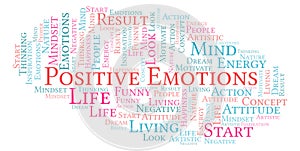 Positive Emotions word cloud, made with text only.