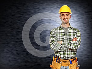 Positive handyman smiling